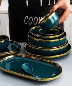 Alternative view of Dark Green Black Crokery Fine Bone China Ceramic Tableware Porcelain Ceramics Plates Dinnerware Dinner Set