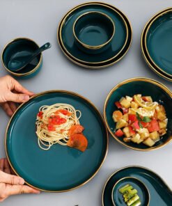 Dark Green Black Crokery Fine Bone China Ceramic Tableware Porcelain Ceramics Plates Dinnerware Dinner Set - Image 3