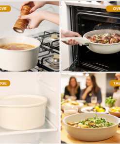 21-Piece Non-Stick Ceramic Cookware Set Classic Milky White Pots and Pans with Sustainable Sensor Handles - Image 4