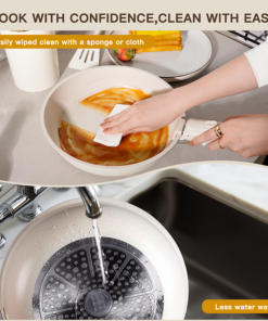 21-Piece Non-Stick Ceramic Cookware Set Classic Milky White Pots and Pans with Sustainable Sensor Handles - Image 5