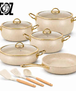 12-Piece Stainless Steel Cookware Set with Glass Lids Non-stick Kitchen Utensils Induction Cooking Pots Pans