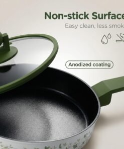 Modern Die Cast Aluminum Sustainable 8-Piece Cookware Set Floral Decal Ceramic Non-Stick Coating Dishwasher Safe Kitchen Pots - Image 5