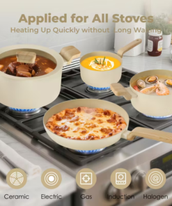 Alternative view of Modern Nonstick Ceramic Pro 17pcs Cookware Set Lids Kitchen Outdoor Induction Healthy Aluminium Lightweight Oven Safe Pots Pans