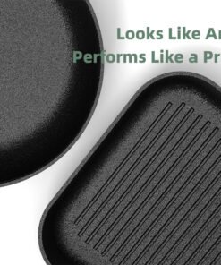 Kitchen Accessories Black and Green Nonstick Cookware Set with Soup & Stock Pots Fry Pans Roasting Pans - Image 3