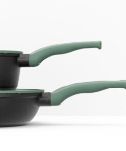 Kitchen Accessories Black and Green Nonstick Cookware Set with Soup & Stock Pots Fry Pans Roasting Pans - Image 4