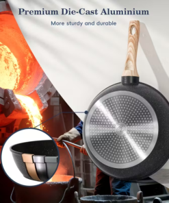 12-Piece Modern Metal Non-Stick Cookware Set with Black Exterior Clear Glass Lids & Complete Kitchen Pots and Pans - Image 3