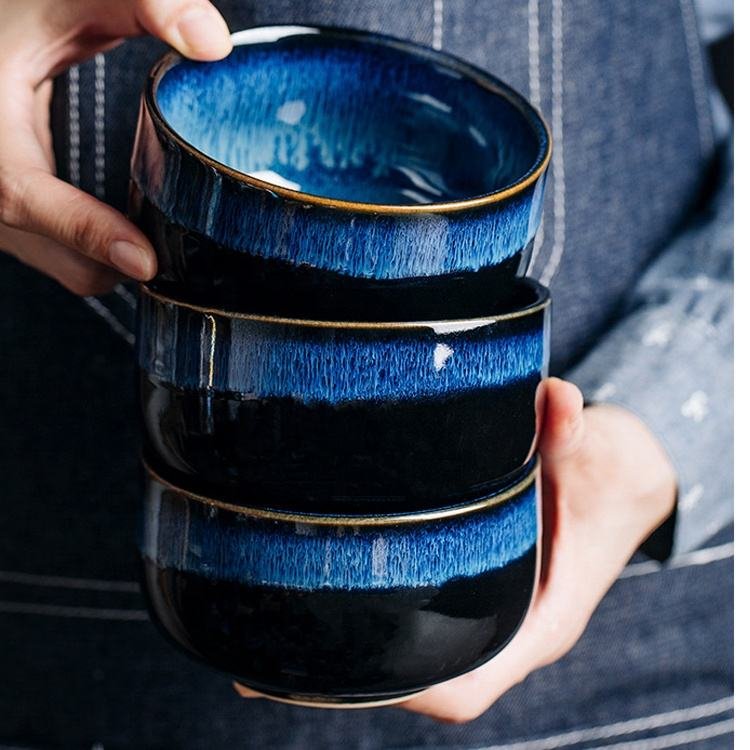 Colored Glaze Blue High Quality Porcelain Dinner Plate Rice Bowls Round Ceramic Dinnerware Sets for Restaurant - Image 4