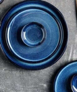 Colored Glaze Blue High Quality Porcelain Dinner Plate Rice Bowls Round Ceramic Dinnerware Sets for Restaurant - Image 5