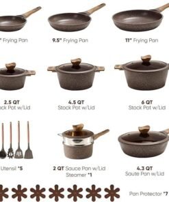 Alternative view of Geling Factory Custom 26PCS Non Stick Aluminum Kitchen Cookware Sets Wholesale Brown Induction Cooking Pots and Pans Sets