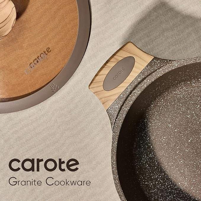 Geling Factory Custom 26PCS Non Stick Aluminum Kitchen Cookware Sets Wholesale Brown Induction Cooking Pots and Pans Sets - Image 5