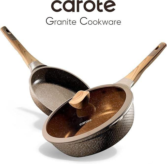 Geling Factory Custom 26PCS Non Stick Aluminum Kitchen Cookware Sets Wholesale Brown Induction Cooking Pots and Pans Sets - Image 6