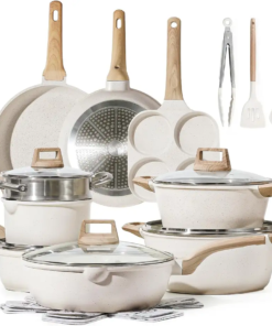 21 Pcs Write Granite Aluminum Cookware Set Induction Bottom Pans Pots Nonstick Coating for Kitchen