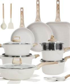 High Quality Modern Die-Cast Aluminum Spiral Marble Nonstick Eco-Friendly Cookware Set Pots Pans Wooden Handle Custom Logo