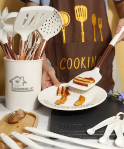 Alternative view of 25-Piece Black Silicone & Stainless Steel Cookware Set (Non-Stick Food Grade Dishwasher Safe) Includes Spatula and Handles