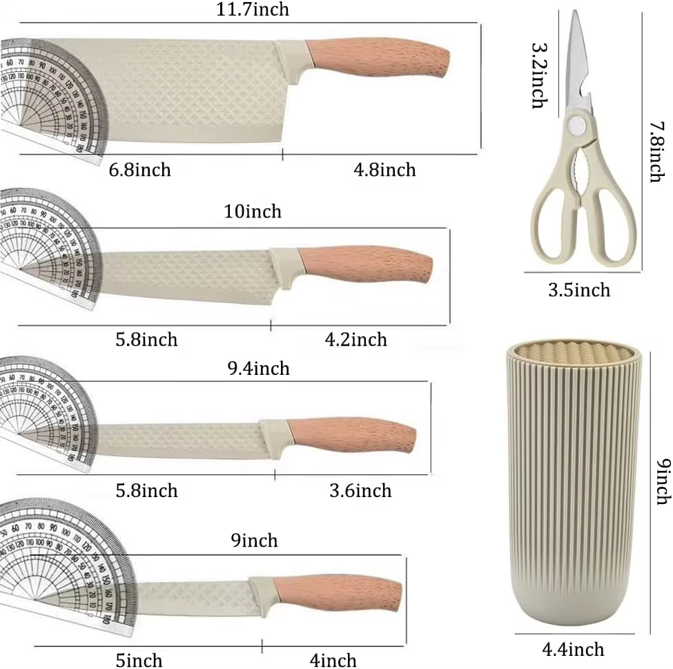 Japanese Style 6-Piece Stainless Steel Professional Chef Cooking Knives Set Ambidextrous Handles Kitchen Utility - Image 3