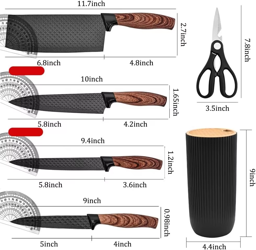 Japanese Style 6-Piece Stainless Steel Professional Chef Cooking Knives Set Ambidextrous Handles Kitchen Utility - Image 4