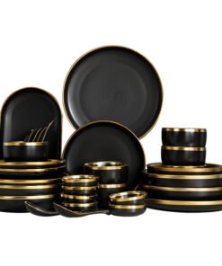 Ceramic Dinner Plates Dinnerware Set Dishes Luxury Green Food Plate Set Salad Soup Bowl Plate and Bowls Set for Restaurant Hotel