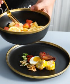 Alternative view of Ceramic Dinner Plates Dinnerware Set Dishes Luxury Green Food Plate Set Salad Soup Bowl Plate and Bowls Set for Restaurant Hotel