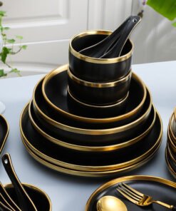 Ceramic Dinner Plates Dinnerware Set Dishes Luxury Green Food Plate Set Salad Soup Bowl Plate and Bowls Set for Restaurant Hotel - Image 3