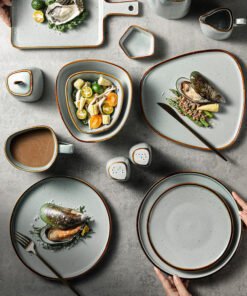 Alternative view of Stoneware Set Vajilla China Ceramic Dinner Set Customized Themed Nordic Porcelain Dinnerware Speckle Restaurant Use Crockery