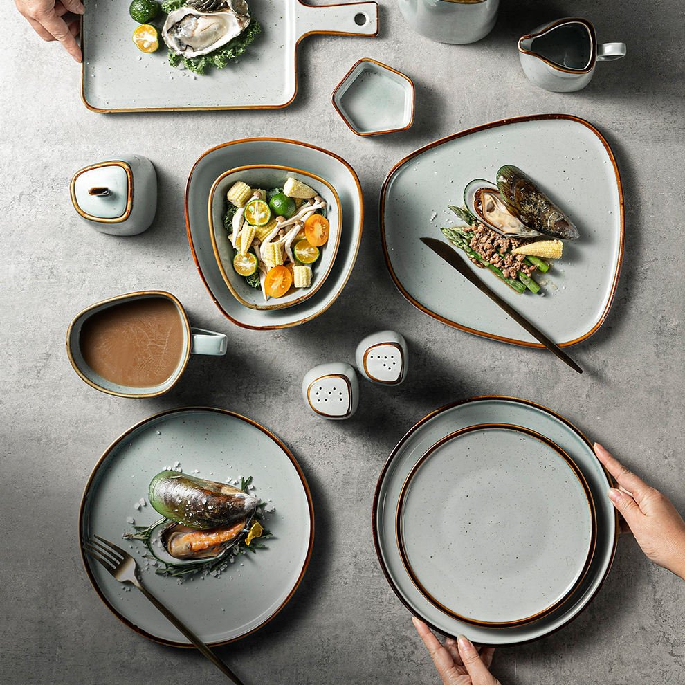 Stoneware Set Vajilla China Ceramic Dinner Set Customized Themed Nordic Porcelain Dinnerware Speckle Restaurant Use Crockery - Image 2