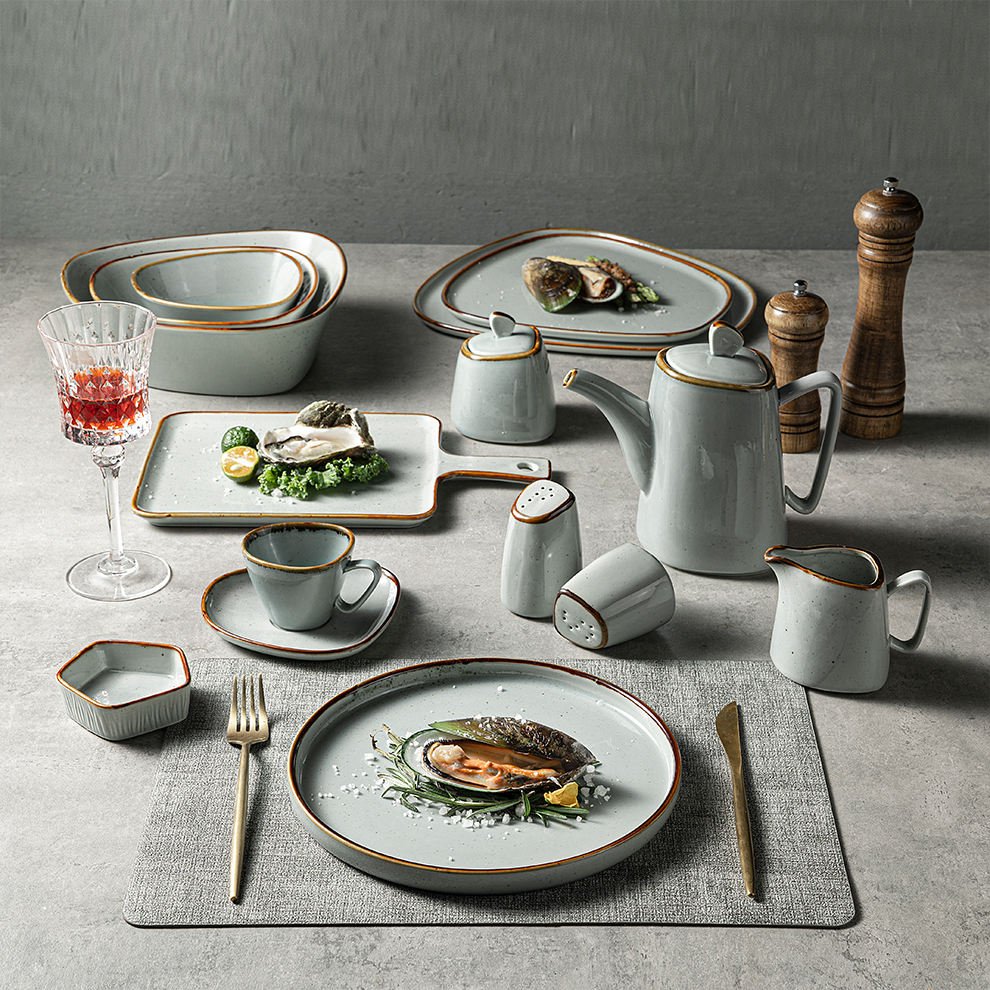 Stoneware Set Vajilla China Ceramic Dinner Set Customized Themed Nordic Porcelain Dinnerware Speckle Restaurant Use Crockery - Image 3