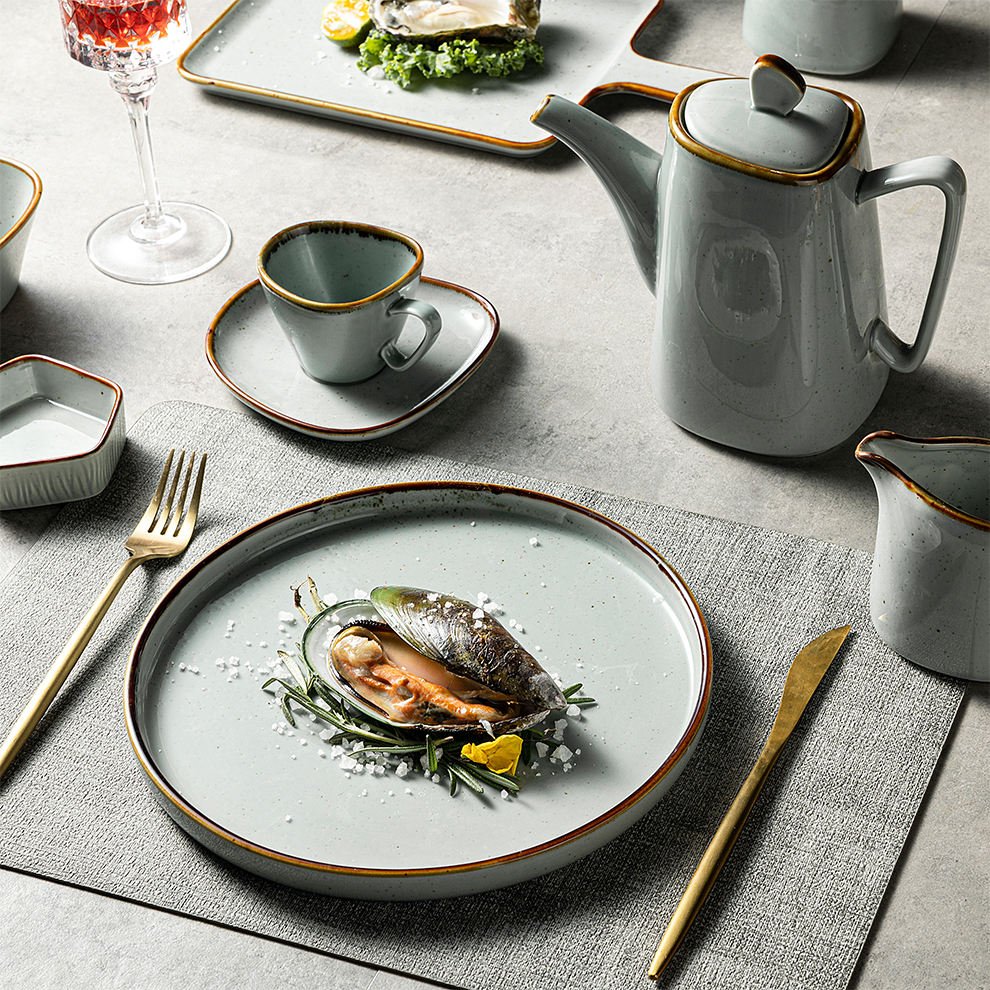 Stoneware Set Vajilla China Ceramic Dinner Set Customized Themed Nordic Porcelain Dinnerware Speckle Restaurant Use Crockery - Image 4