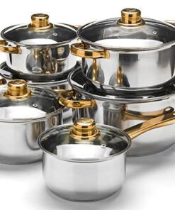 12-Piece Stainless Steel Minimalist Design Cookware Set Kitchenware Casserole Ollas Cooking Pot Set - Image 4