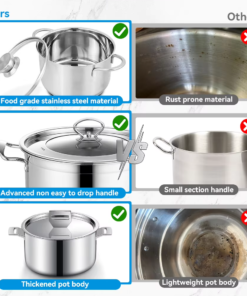 12-Piece Stainless Steel Minimalist Design Cookware Set Kitchenware Casserole Ollas Cooking Pot Set - Image 5