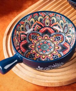 Handmade Kitchen Dinner Porcelain Cutlery Set Vintage Pattern Dinner Set Ceramic Bowl Plate Dinnerware Sets - Image 5