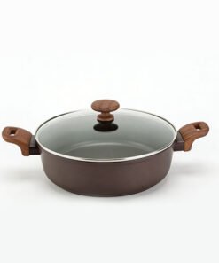 12Pcs Non Stick Aluminum Cookware Set, Induction Wood Grain Handle Frying Casserole Sauce Crepe Pan Home Kitchen - Image 3