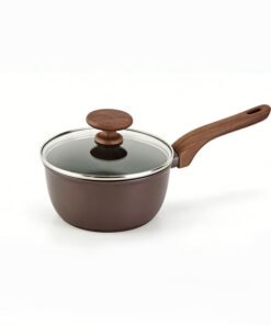 12Pcs Non Stick Aluminum Cookware Set, Induction Wood Grain Handle Frying Casserole Sauce Crepe Pan Home Kitchen - Image 4