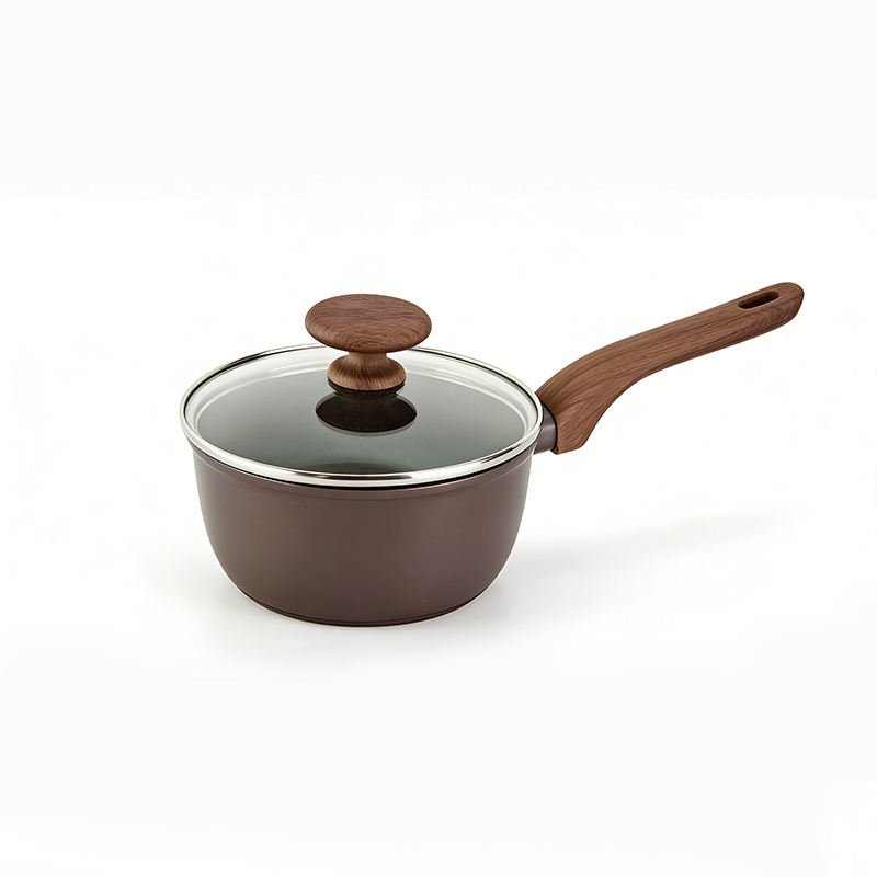 12Pcs Non Stick Aluminum Cookware Set, Induction Wood Grain Handle Frying Casserole Sauce Crepe Pan Home Kitchen - Image 4