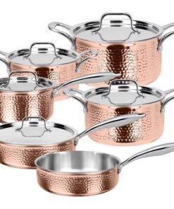 Hot Sale Restaurant Cooking Pots and Pans Stainless Steel Double Cookware Set With Hammered for Kitchen Use Metal