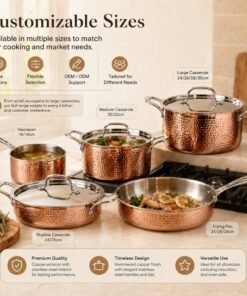 Alternative view of Hot Sale Restaurant Cooking Pots and Pans Stainless Steel Double Cookware Set With Hammered for Kitchen Use Metal