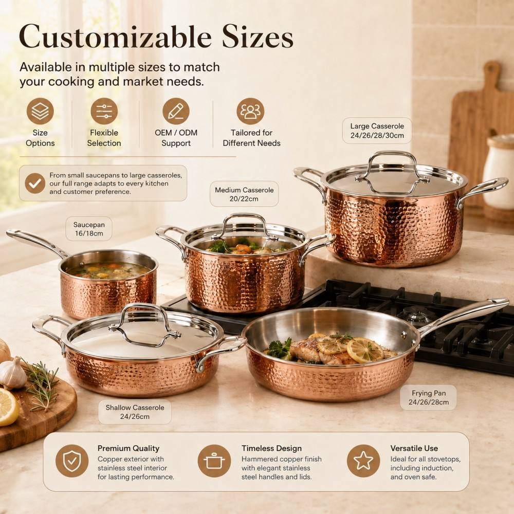 Hot Sale Restaurant Cooking Pots and Pans Stainless Steel Double Cookware Set With Hammered for Kitchen Use Metal - Image 2