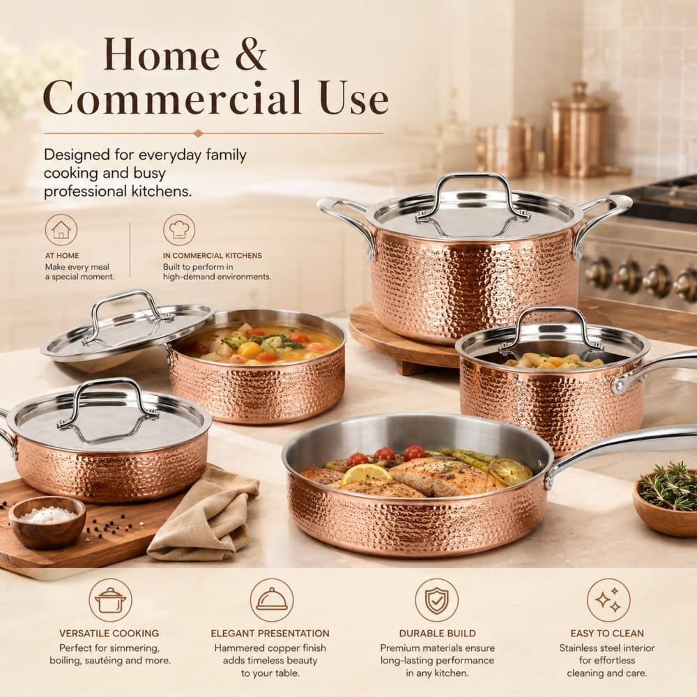 Hot Sale Restaurant Cooking Pots and Pans Stainless Steel Double Cookware Set With Hammered for Kitchen Use Metal - Image 3