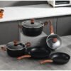 Hot Selling Maifan Stone No-stick Easy Clean Wood Grain Handle Iron Coating Frying Pan Milk Pot Cookware Set with Accessories