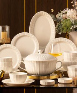 Minimalist Cream Fluted Ceramic Dinnerware Collection
