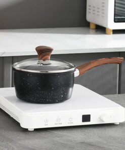 Alternative view of Hot Selling Maifan Stone No-stick Easy Clean Wood Grain Handle Iron Coating Frying Pan Milk Pot Cookware Set with Accessories