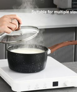 Hot Selling Maifan Stone No-stick Easy Clean Wood Grain Handle Iron Coating Frying Pan Milk Pot Cookware Set with Accessories - Image 4